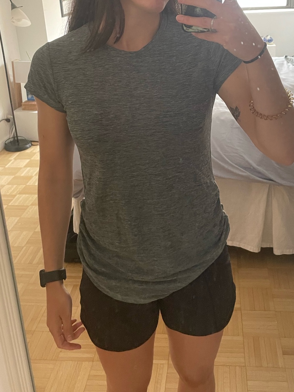 Women’s New Balance S Heather Gray Active Tee with Ruching